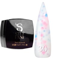 Изображение  Base camouflage for gel polish Steffani Cover Base №30 milky white with colored confetti flakes, 50 ml, Volume (ml, g): 50, Color No.: 30