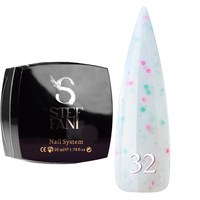 Изображение  Base camouflage for gel polish Steffani Cover Base №32 milky with green, pink confetti and shavings, 50 ml, Volume (ml, g): 50, Color No.: 32