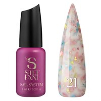 Изображение  Base camouflage for gel polish Steffani Cover Base №21 milky with colored melt, 9 ml, Volume (ml, g): 9, Color No.: 21