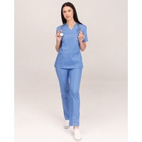 Изображение  Women's medical suit Topaz blue s. 46, "WHITE ROBE" 137-333-705, Size: 46, Color: blue light