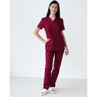 Изображение  Women's medical suit Topaz Marsala s. 50, "WHITE ROBE" 137-326-705, Size: 50, Color: marsala