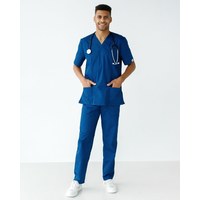 Зображення  Медичний костюм чоловічий Граніт синій р. 56, "БІЛИЙ ХАЛАТ" 130-322-710, Розмір: 56, Колір: синій