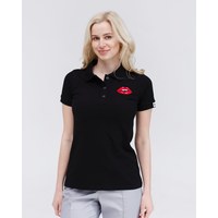 Изображение  Women's medical polo black with embroidery Lips s. XL, "WHITE ROBE" 147-321-635, Size: XL, Color: black