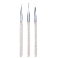 Изображение  Set of brushes for nail design, 3 pcs liner, transparent + bronze glitter