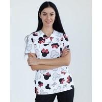 Изображение  Women's topaz medical shirt with Mickey print, black s. 46, "WHITE ROBE" 126-324-773, Size: 46, Color: микки черный