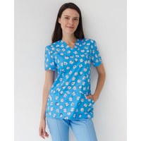 Изображение  Медицинская рубашка женская Топаз принт Dentist blue р. 40, "БЕЛЫЙ ХАЛАТ" 126-376-776, Размер: 40, Цвет: dentist blue