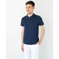Изображение  Medical polo shirt with stand-up collar for men, blue s. L, "WHITE ROBE" 148-360-821, Size: L, Color: blue