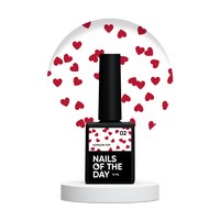 Изображение  Nails of the Day Kupidon top 02 - delicate finishing coating for nails with elegant burgundy hearts, without a sticky layer, 10 ml, Volume (ml, g): 10, Color No.: 2