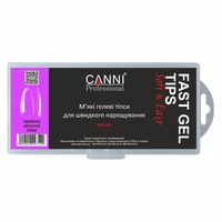 Изображение  Гелевые типсы для быстрого наращивания CANNI Medium Almond прозрачные, 240 шт