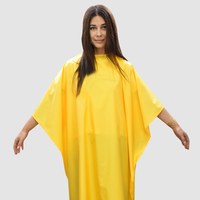 Изображение  Hairdressing cape yellow (Velcro) waterproof Nibano 4900.WO