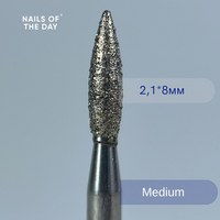 Изображение  Фреза алмазная Nails of the Day пламя синяя диаметр 2 мм / рабочая часть 8 мм