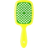 Изображение  Расческа для волос прямоугольная желтая с зеленым Janeke Superbrush Small (86sp234 GIV)