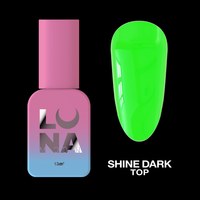 Изображение  Top for gel polish luminiscent LUNAMoon Top Shine Dark Green, 13 ml