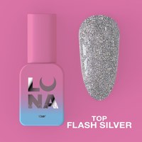 Изображение  Top for gel polish LUNAMoon Top Flash Silver, 13 ml, Volume (ml, g): 13, Color No.: Flash Silver