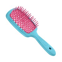 Изображение  Расческа для волос прямоугольная бирюзовая с розовым Janeke Superbrush Small (86SP234 AR)