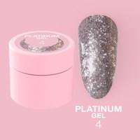 Изображение  Гель с блестками для ногтей LUNAMoon Platinum Gel №4, 5 мл, Объем (мл, г): 5, Цвет №: 04, Цвет: Серебряный