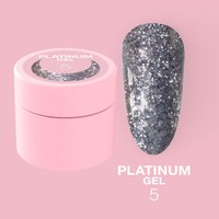Зображення  Гель з блискітками для нігтів LUNAMoon Platinum Gel №5, 5 мл, Об'єм (мл, г): 5, Цвет №: 05, Колір: Срібло