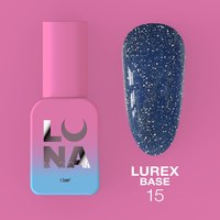 Изображение  Camouflage base for gel polish LUNAMoon Lurex Base No. 15, 13 ml, Volume (ml, g): 13, Options: 15, Color: Blue