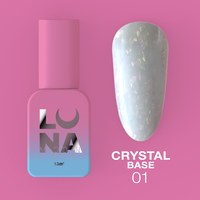 Зображення  Камуфлююча база для гель-лаку LUNAMoon Crystal Base №1, 13 мл, Об'єм (мл, г): 13, Цвет №: 01, Колір: Білий