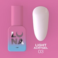 Зображення  Рідкий гель моделюючий для нігтів LUNAMoon Light Acrygel №3, 13 мл, Об'єм (мл, г): 13, Цвет №: 03, Колір: Молочний