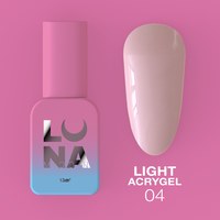 Зображення  Рідкий гель моделюючий для нігтів LUNAMoon Light Acrygel №4, 13 мл, Об'єм (мл, г): 13, Цвет №: 04, Колір: Рожевий