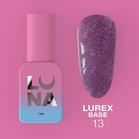 Зображення  Камуфлююча база для гель-лаку LUNAMoon Lurex Base №13, 13 мл, Об'єм (мл, г): 13, Цвет №: 13, Колір: Темно-рожевий