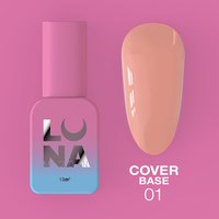 Изображение  Camouflage base for gel polish LUNAMoon Cover Base No. 1, 13 ml, Volume (ml, g): 13, Color No.: 1, Color: Light pink