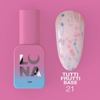Зображення  Камуфлююча база для гель-лаку LUNAMoon Tutti Frutti Base №21, 13 мл, Об'єм (мл, г): 13, Цвет №: 21, Колір: Світло-рожевий