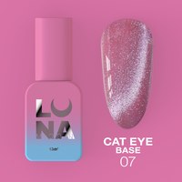 Изображение  Камуфлирующая база для гель-лака LUNAMoon Cat Eye Base №7, 13 мл, Объем (мл, г): 13, Цвет №: 07, Цвет: Розовый