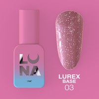 Зображення  Камуфлююча база для гель-лаку LUNAMoon Lurex Base №3, 13 мл, Об'єм (мл, г): 13, Цвет №: 03, Колір: Світло-рожевий