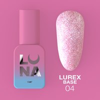 Изображение  Камуфлирующая база для гель-лака LUNAMoon Lurex Base №4, 13 мл, Объем (мл, г): 13, Цвет №: 04, Цвет: Светло-розовый
