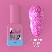 Изображение  Camouflage base for gel polish LUNAMoon Lurex Base No. 8, 13 ml, Volume (ml, g): 13, Options: 8, Color: Pink