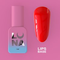 Зображення  Камуфлююча база для гель-лаку LUNAMoon Lips Base, 13 мл, Об'єм (мл, г): 13, Цвет №: Lips, Колір: Червоний