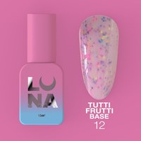 Зображення  Камуфлююча база для гель-лаку LUNAMoon Tutti Frutti Base №12, 13 мл, Об'єм (мл, г): 13, Цвет №: 12, Колір: Світло-рожевий