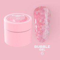 Зображення  Гель з блискітками для нігтів LUNAMoon Bubble Gel №6, 5 мл, Об'єм (мл, г): 5, Цвет №: 06, Колір: Рожевий
