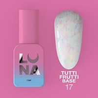Зображення  Камуфлююча база для гель-лаку LUNAMoon Tutti Frutti Base №17, 13 мл, Об'єм (мл, г): 13, Цвет №: 17, Колір: Світло-рожевий
