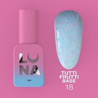 Зображення  Камуфлююча база для гель-лаку LUNAMoon Tutti Frutti Base №18, 13 мл, Об'єм (мл, г): 13, Цвет №: 18, Колір: Блакитний