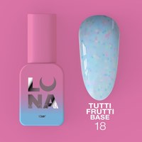 Зображення  Камуфлююча база для гель-лаку LUNAMoon Tutti Frutti Base №18, 13 мл, Об'єм (мл, г): 13, Колір: 18, Колір: Блакитний