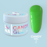 Зображення  Гель для нарощування нігтів LUNAMoon Candy Gel №2, 15 мл, Об'єм (мл, г): 15, Цвет №: 02, Колір: Зелений