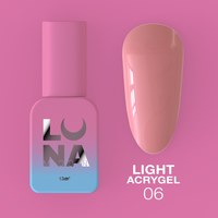 Изображение  Жидкий гель моделирующий для ногтей LUNAMoon Light Acrygel №6, 13 мл, Объем (мл, г): 13, Цвет №: 06, Цвет: Розовый