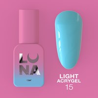 Зображення  Рідкий гель моделюючий для нігтів LUNAMoon Light Acrygel №15, 13 мл, Об'єм (мл, г): 13, Цвет №: 15, Колір: Блакитний