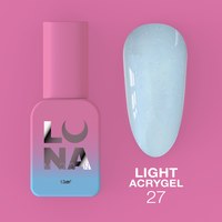 Зображення  Рідкий гель моделюючий для нігтів LUNAMoon Light Acrygel №27, 13 мл, Об'єм (мл, г): 13, Цвет №: 27, Колір: Молочний
