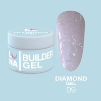 Зображення  Гель для нарощування нігтів LUNAMoon Diamond Gel №9, 15 мл, Об'єм (мл, г): 15, Цвет №: 09, Колір: Фіолетовий