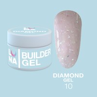Зображення  Гель для нарощування нігтів LUNAMoon Diamond Gel №10, 15 мл, Об'єм (мл, г): 15, Цвет №: 10, Колір: Світло-рожевий