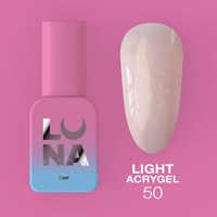 Зображення  Рідкий гель моделюючий для нігтів LUNAMoon Light Acrygel №50, 13 мл, Об'єм (мл, г): 13, Цвет №: 50, Колір: Світло-рожевий