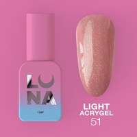 Зображення  Рідкий гель моделюючий для нігтів LUNAMoon Light Acrygel №51, 13 мл, Об'єм (мл, г): 13, Цвет №: 51, Колір: Персиковый