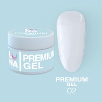 Зображення  Гель для нарощування нігтів LUNAMoon Premium Gel №2, 15 мл, Об'єм (мл, г): 15, Цвет №: 02, Колір: Молочний
