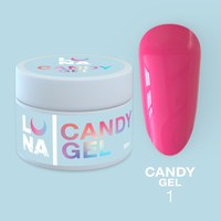 Зображення  Гель для нарощування нігтів LUNAMoon Candy Gel №1, 15 мл, Об'єм (мл, г): 15, Цвет №: 01, Колір: Червоний