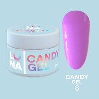 Изображение  Гель для наращивания ногтей LUNAMoon Candy Gel №6, 15 мл, Объем (мл, г): 15, Цвет №: 06, Цвет: Фиолетовый