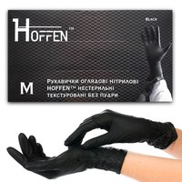 Изображение  Examination nitrile gloves Hoffen non-sterile textured without powder, size M, 100 pcs
